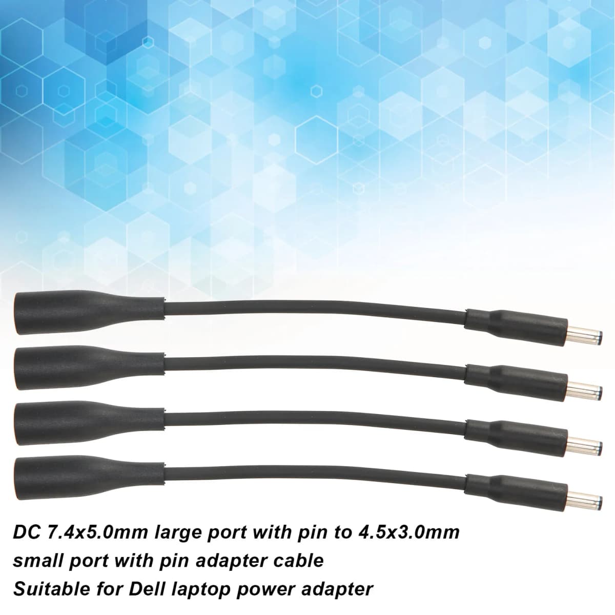 4pcs DC 7.4x5.0mm to 4.5x3.0mm Adapter Cable Plug and Play Portable Tip Adapter Connector Converter Cable for Dell Laptop