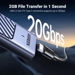 UGREEN M.2 NVMe/SATA SSD Enclosure 20Gbps USB-C 3.2 Gen2 External Enclosure Supports M and B&M Keys 2280 SSD Aluminum Shell