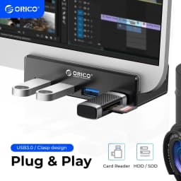 ORICO MH4PU 5GBPS Data Transmission Hub Aluminum 4 Ports USB 3.0 Clip HUB with Power Supply High Speed for MAC OS PC