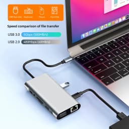 11-in-1 Type-C Docking Station USB 3.0 HUB USB C Splitter Type C to 4K HDMI VGA PD RJ45 100M Network Adapter for Laptop Macbook