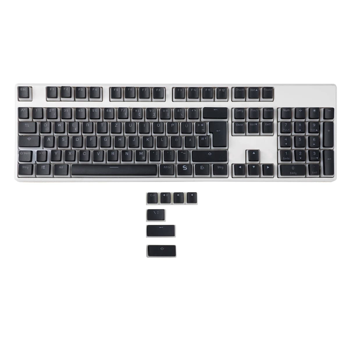 YMDK Pudding German ISO QWERTZ Double Shot PBT Shine Through OEM Profile Keycap Set Suitable For MX Switches Mechanical Keyboard
