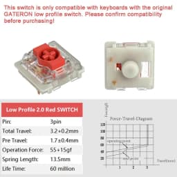 Gateron Low Profile Switch 2.0 Red Blue Brown Silver 3 pins for ultra-slim ultimate Mechanical Keyboard air75 air60 K1 K3 K7