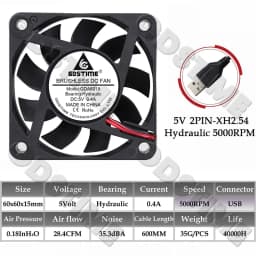 Gdstime 60MM Fan 24V 12V 5V Fan 60MMx15MM Brushless DC Exhaust Axial Cooling Fan 6cm 6015 Cooler for PC Equipment CPU Cooling