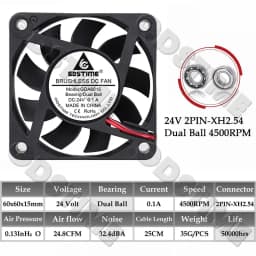 Gdstime 60MM Fan 24V 12V 5V Fan 60MMx15MM Brushless DC Exhaust Axial Cooling Fan 6cm 6015 Cooler for PC Equipment CPU Cooling