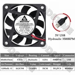 Gdstime 60MM Fan 24V 12V 5V Fan 60MMx15MM Brushless DC Exhaust Axial Cooling Fan 6cm 6015 Cooler for PC Equipment CPU Cooling