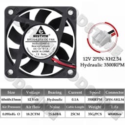 Gdstime 60MM Fan 24V 12V 5V Fan 60MMx15MM Brushless DC Exhaust Axial Cooling Fan 6cm 6015 Cooler for PC Equipment CPU Cooling