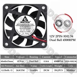 Gdstime 60MM Fan 24V 12V 5V Fan 60MMx15MM Brushless DC Exhaust Axial Cooling Fan 6cm 6015 Cooler for PC Equipment CPU Cooling