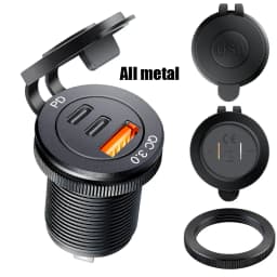 USB Socket in the Car Quick Charge PD 3.0 Car Charger 60W Outlet Socket for 12V 24V Motorcycle Boat Marine Truck ATV