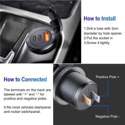 USB Socket in the Car Quick Charge PD 3.0 Car Charger 60W Outlet Socket for 12V 24V Motorcycle Boat Marine Truck ATV