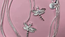 DOTEFFIL 925 Sterling Silver Two Dragonfly Pendant Necklace For Women Snake Chain Necklace Wedding Engagement Jewelry