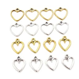 100PCS Picture Color Hollow Hearts Charms Geometry Pendant Metal Alloy DIY Necklace Bracelet Earrings Marking