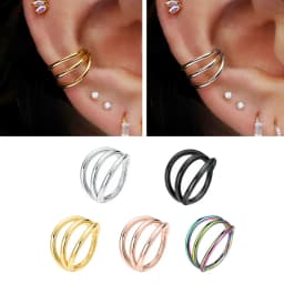 316L Surgical Steel Segment Tragus Helix Cartilage Earring Nose Ring Septum Clicker Conch Three Layers Nostril Piercing Jewelry