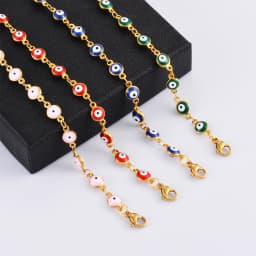 Stainless Steel Bracelets Blue Red Evil Eye Enamel Bead Bracelet For Women Lucky Turkish Eye Jewelry Gifts