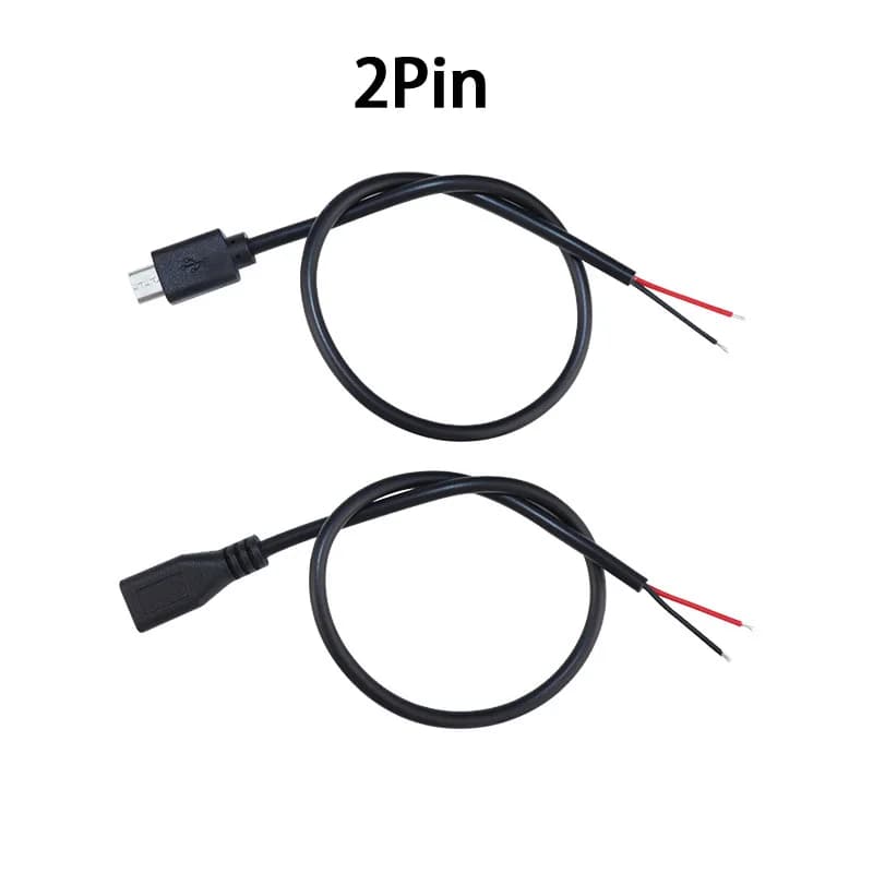 2Pin 4Pin Micro USB Male / Female to Open Wire 2 Core 4 Core Power Data Charging Wire Connector Cable