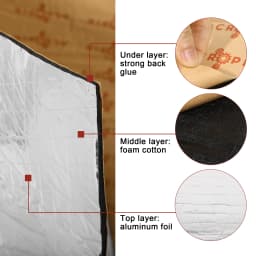 Uxcell Car Firewall Heat Sound Deadener Insulation Mat Aluminium Coating Cotton Self-adhesive Noise Insulation 5mm 10mm