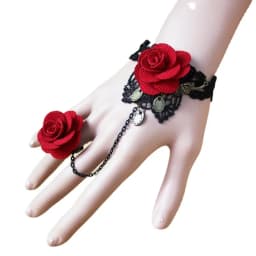 2026 New Model Gothic Steampunk Lace Cuff Fingerless Glove Arm Warmer Bracelet Black Halloween Accessories