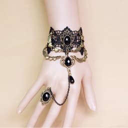 2026 New Model Gothic Steampunk Lace Cuff Fingerless Glove Arm Warmer Bracelet Black Halloween Accessories