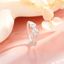New Fashion Chain Rose Flowers Pendant Rings for Women Personality Zircon Opening Ring Anniversary Romance Jewelry