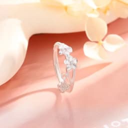 New Fashion Chain Rose Flowers Pendant Rings for Women Personality Zircon Opening Ring Anniversary Romance Jewelry