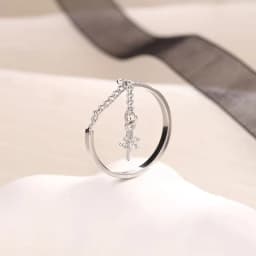 New Fashion Chain Rose Flowers Pendant Rings for Women Personality Zircon Opening Ring Anniversary Romance Jewelry