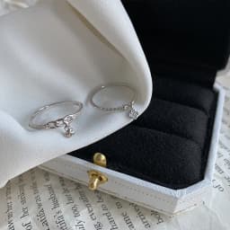New Fashion Chain Rose Flowers Pendant Rings for Women Personality Zircon Opening Ring Anniversary Romance Jewelry