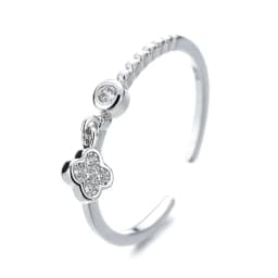 New Fashion Chain Rose Flowers Pendant Rings for Women Personality Zircon Opening Ring Anniversary Romance Jewelry
