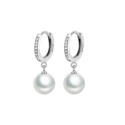 JewelryTop Freshwater Pearl 925 Sterling Silver Earrings Crystal Jewelry for Wemon Wedding Gift Party Classic