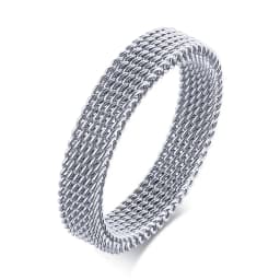 2025 Fashion New Mens Modern Stainless Steel Mesh Band Ring 4mm 8mm Wide For Men Women Retro Jewelry Gift Wholesale