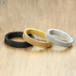 2025 Fashion New Mens Modern Stainless Steel Mesh Band Ring 4mm 8mm Wide For Men Women Retro Jewelry Gift Wholesale