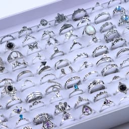 20Pcs/Lot Vintage Bohemia Geometry Flowers Leaf Rings For Charm Women Mix Style Color Fashion Jewelry Gift Accessories Wholesale