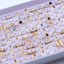 20Pcs/Lot Vintage Bohemia Geometry Flowers Leaf Rings For Charm Women Mix Style Color Fashion Jewelry Gift Accessories Wholesale