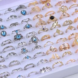 20Pcs/Lot Vintage Bohemia Geometry Flowers Leaf Rings For Charm Women Mix Style Color Fashion Jewelry Gift Accessories Wholesale