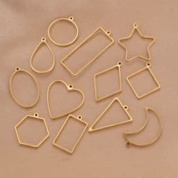 10pcs Stainless Steel Geometric Figure Charm Hollow Glue Blank Pendant Tray Bezel Charms For Jewelry Making Supplies Findings