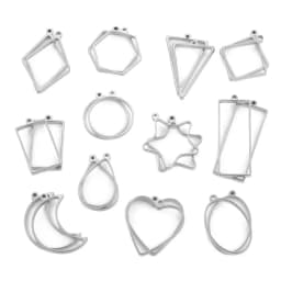 10pcs Stainless Steel Geometric Figure Charm Hollow Glue Blank Pendant Tray Bezel Charms For Jewelry Making Supplies Findings