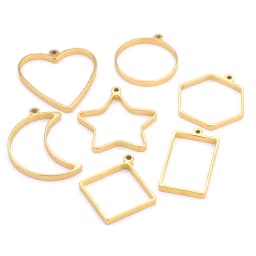 10pcs Stainless Steel Geometric Figure Charm Hollow Glue Blank Pendant Tray Bezel Charms For Jewelry Making Supplies Findings