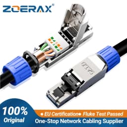 ZoeRax RJ45 CAT8 CAT7 CAT6A Toolless Ethernet Cable Connector Shielded 40/10Gbps Network Cable Plug for 22~24AWG STP Lan Cable
