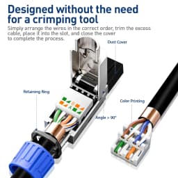 ZoeRax RJ45 CAT8 CAT7 CAT6A Toolless Ethernet Cable Connector Shielded 40/10Gbps Network Cable Plug for 22~24AWG STP Lan Cable