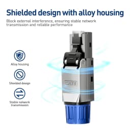 ZoeRax RJ45 CAT8 CAT7 CAT6A Toolless Ethernet Cable Connector Shielded 40/10Gbps Network Cable Plug for 22~24AWG STP Lan Cable