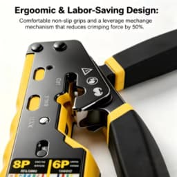 BEECHIP RJ45 Crimp Tool Pass Through Ethernet Crimping Tool for Cat6 Cat5 Cat5e RJ45 Connectors with Replacement Blade