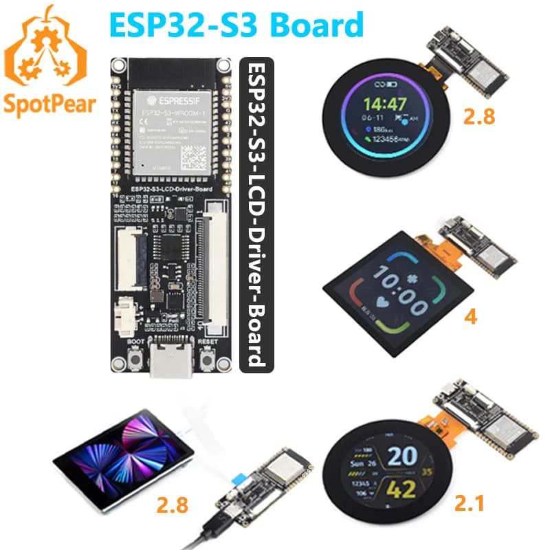 ESP32-S3 LCD Driver Development Board RGB / SPI N8R8 For 2.1inch / 2.8inch / 4inch Captive TouchScreen Display