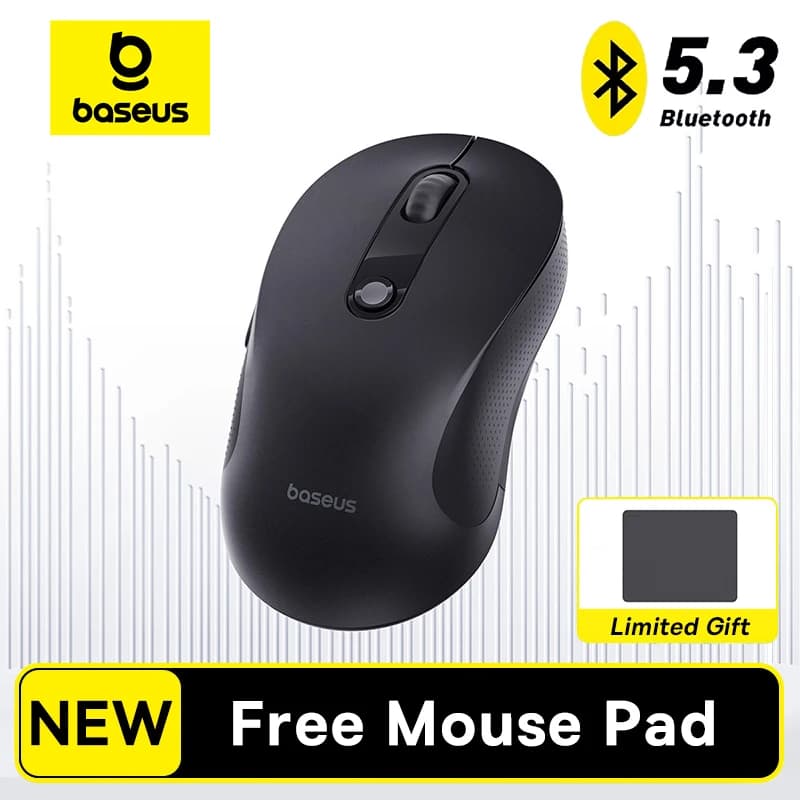 Baseus Wireless Mouse Bluetooth 5.3 2.4GHz Ergonomic 7 Silent Buttons Free Mouse Pad for MacBook Tablet Laptop Computer PC Mice
