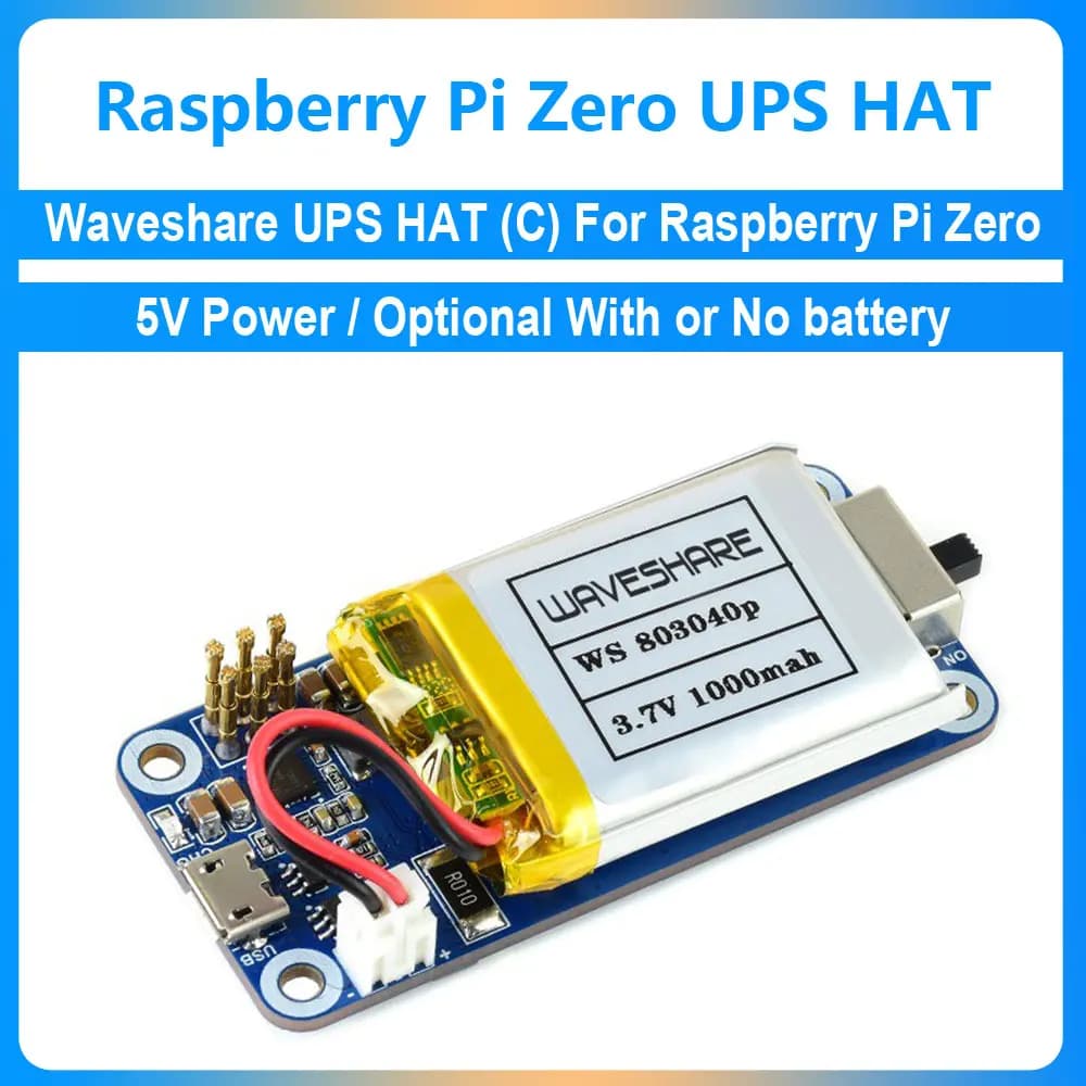Waveshare UPS HAT (C) 5V Uninterruptible Power Supply UPS HAT Board For Raspberry Pi Zero Zero 2 W UPS