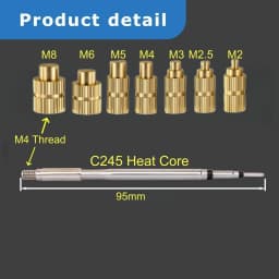 C245 Soldering Tips Adaptor For Hot Melt Brass Nut M2-M8 Embedded Kit Fit For JCB T45-A/PA/B/C GVM245 HS02A T80P