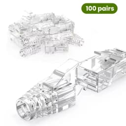 ZoeRax RJ45 Cat6 Pass Through Connectors and Strain Relief Boots, EZ to Crimp Modular Plug for Solid or Stranded Network Cable