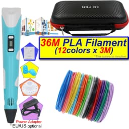 Kids 3D Printing Pen Set 3D Pen with LCD Display Power Adapter Storage Box 200M PLA Filament Children's Birthday Christmas Gift