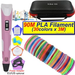 Kids 3D Printing Pen Set 3D Pen with LCD Display Power Adapter Storage Box 200M PLA Filament Children's Birthday Christmas Gift