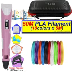 Kids 3D Printing Pen Set 3D Pen with LCD Display Power Adapter Storage Box 200M PLA Filament Children's Birthday Christmas Gift