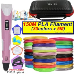 Kids 3D Printing Pen Set 3D Pen with LCD Display Power Adapter Storage Box 200M PLA Filament Children's Birthday Christmas Gift