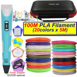 Kids 3D Printing Pen Set 3D Pen with LCD Display Power Adapter Storage Box 200M PLA Filament Children's Birthday Christmas Gift