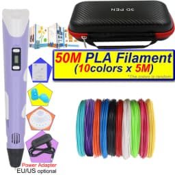 Kids 3D Printing Pen Set 3D Pen with LCD Display Power Adapter Storage Box 200M PLA Filament Children's Birthday Christmas Gift